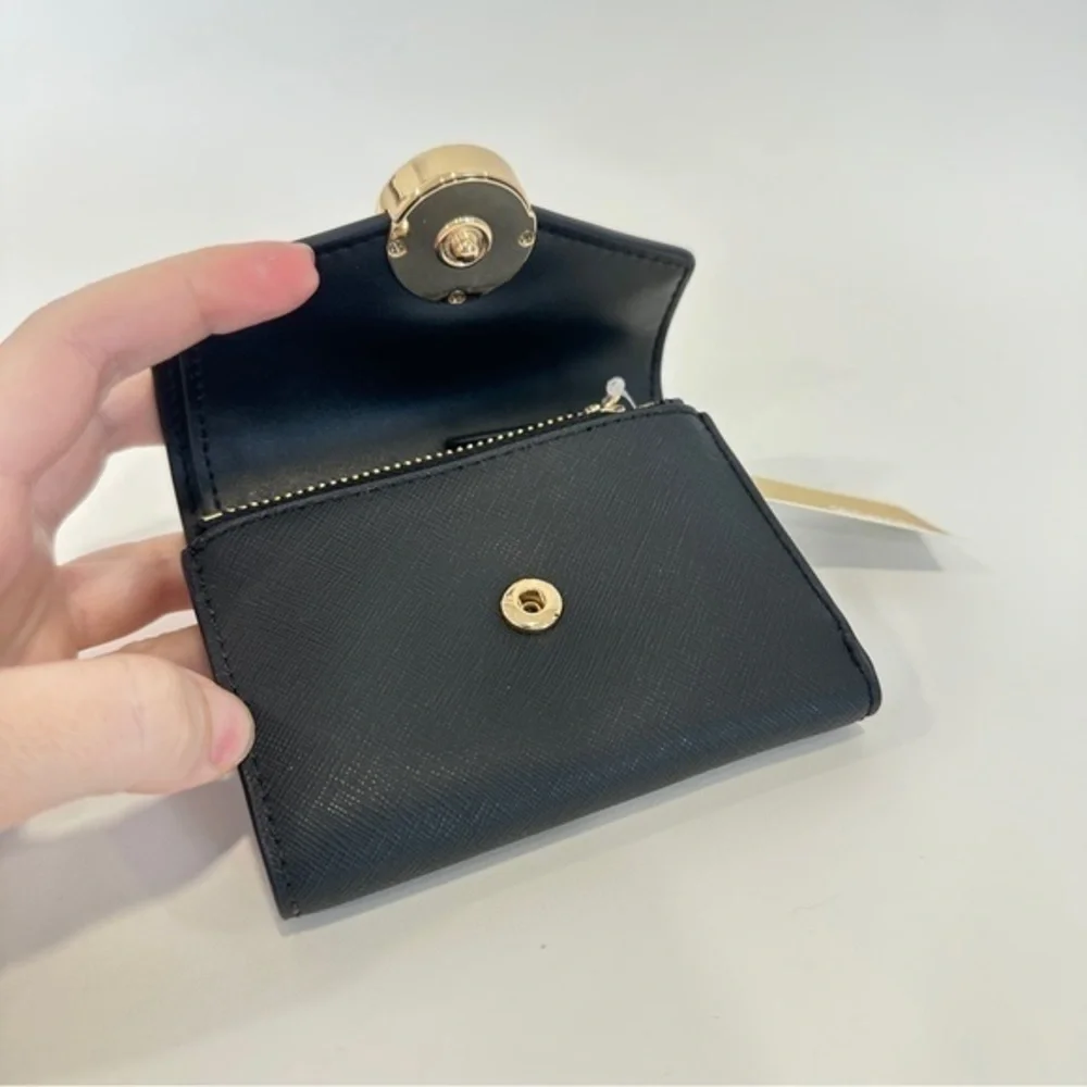 Michael Kors Carmen Medium Flap Bifold Wallet in Black